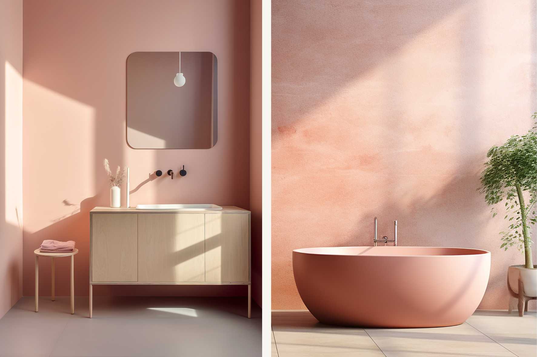 Cómo utilizar el color Peach Fuzz en baños - ROCASA Cómo utilizar el color Peach Fuzz en baños - ROCASA